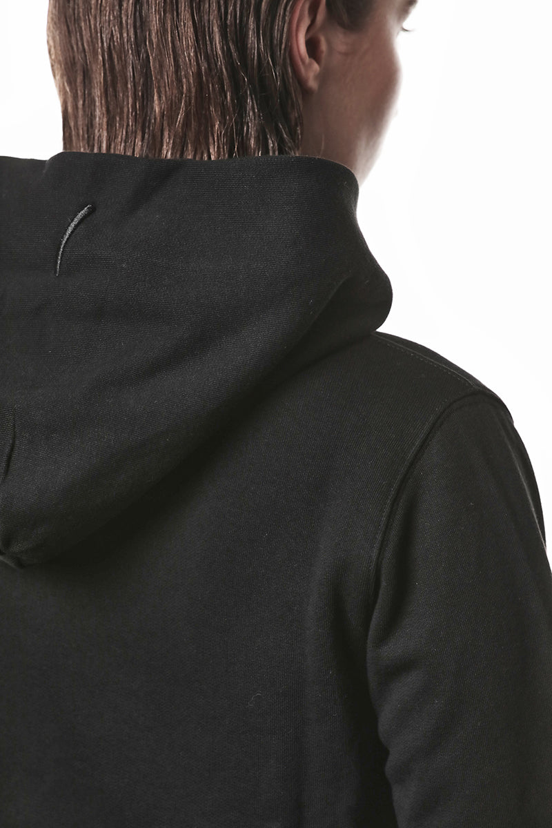 BLACK HOODED CROPPED SWEATSHIRT