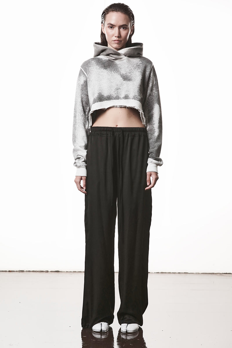 SPRAY GREY HOODED CROPPED SWEATSHIRT