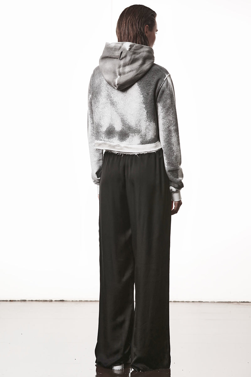 SPRAY GREY HOODED CROPPED SWEATSHIRT