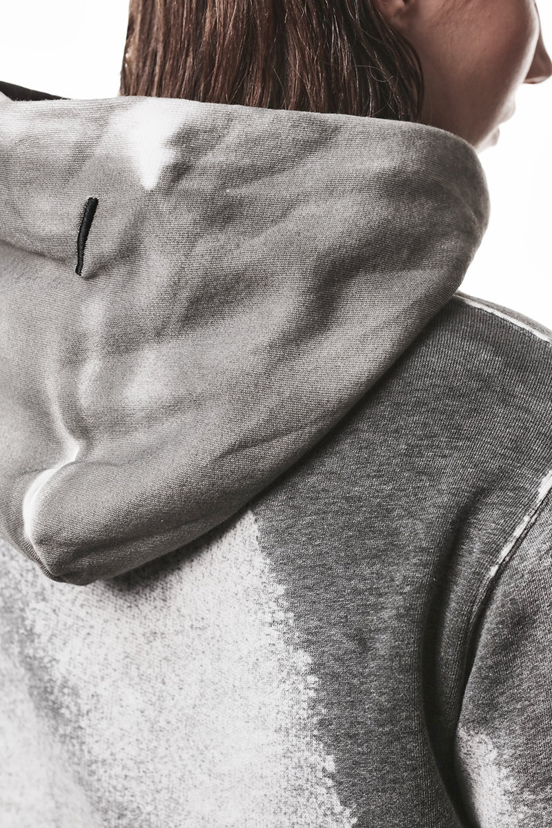 SPRAY GREY HOODED CROPPED SWEATSHIRT
