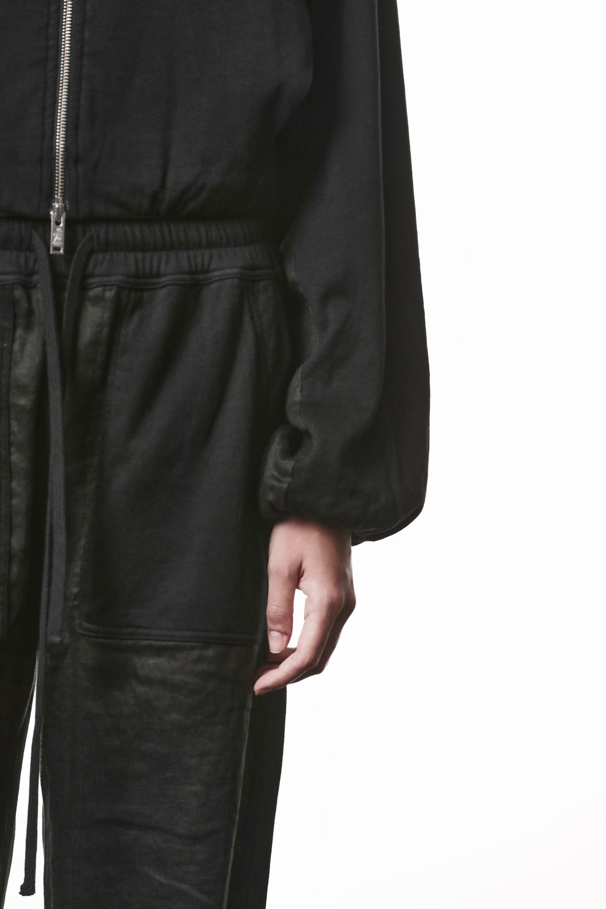 BLACK MATMIX SWEAT JACKET