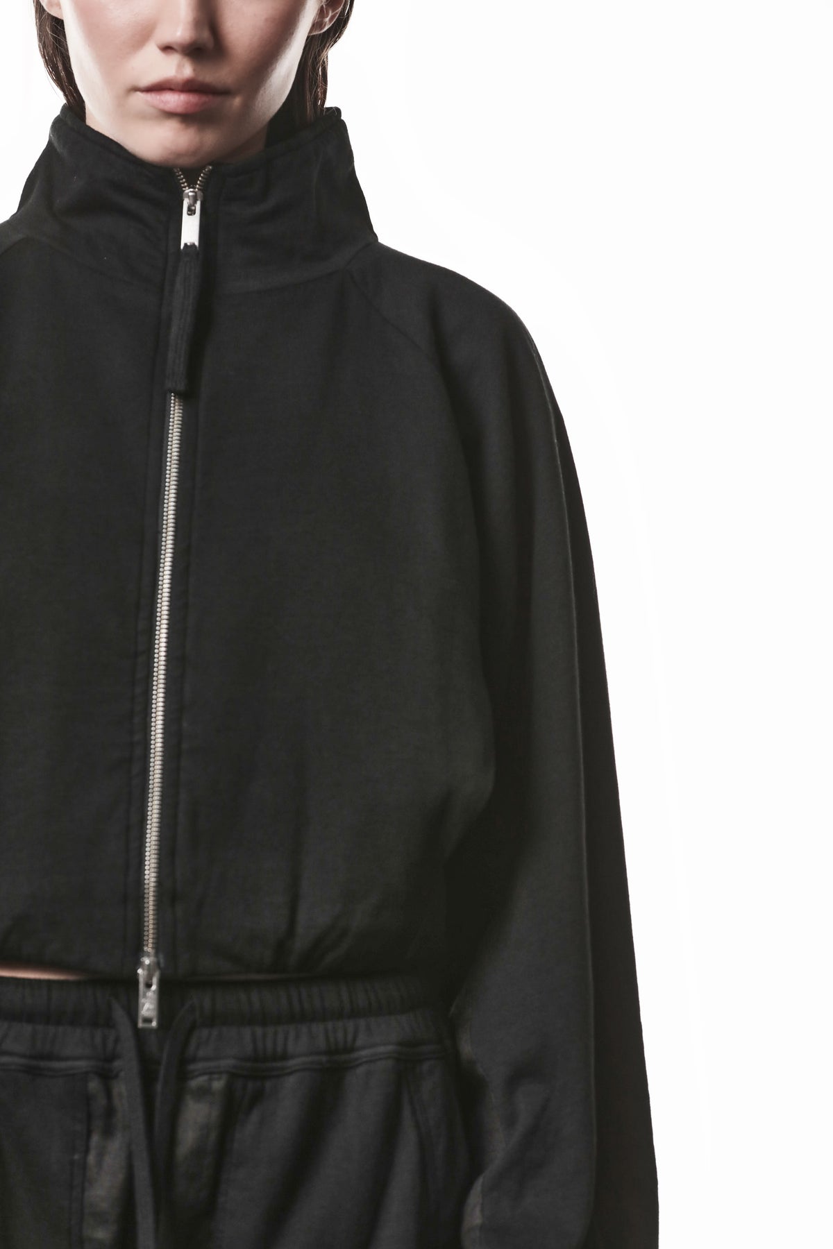 BLACK MATMIX SWEAT JACKET