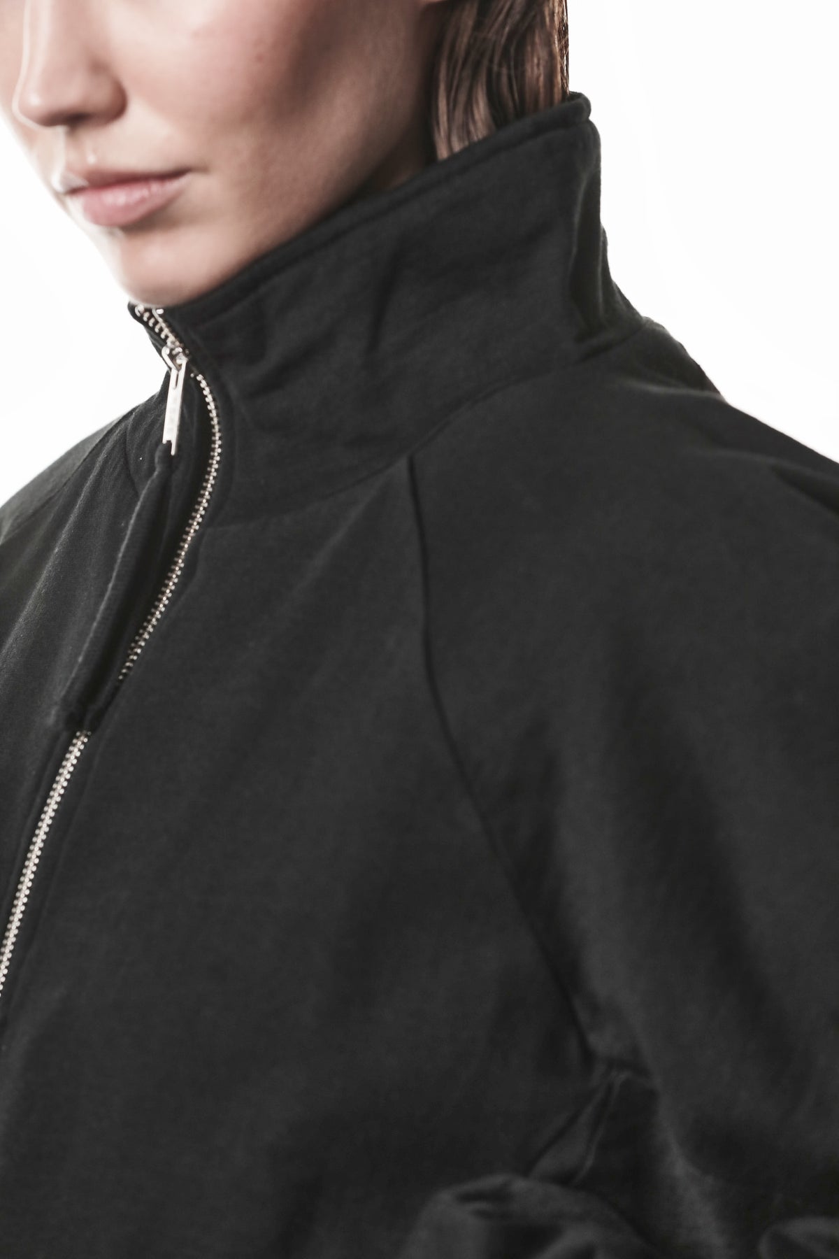 BLACK MATMIX SWEAT JACKET