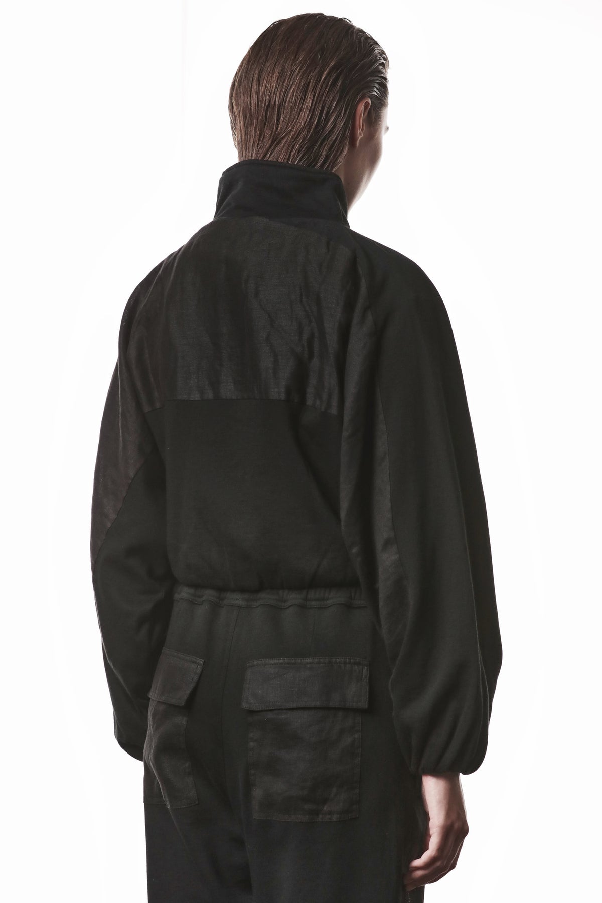 BLACK MATMIX SWEAT JACKET