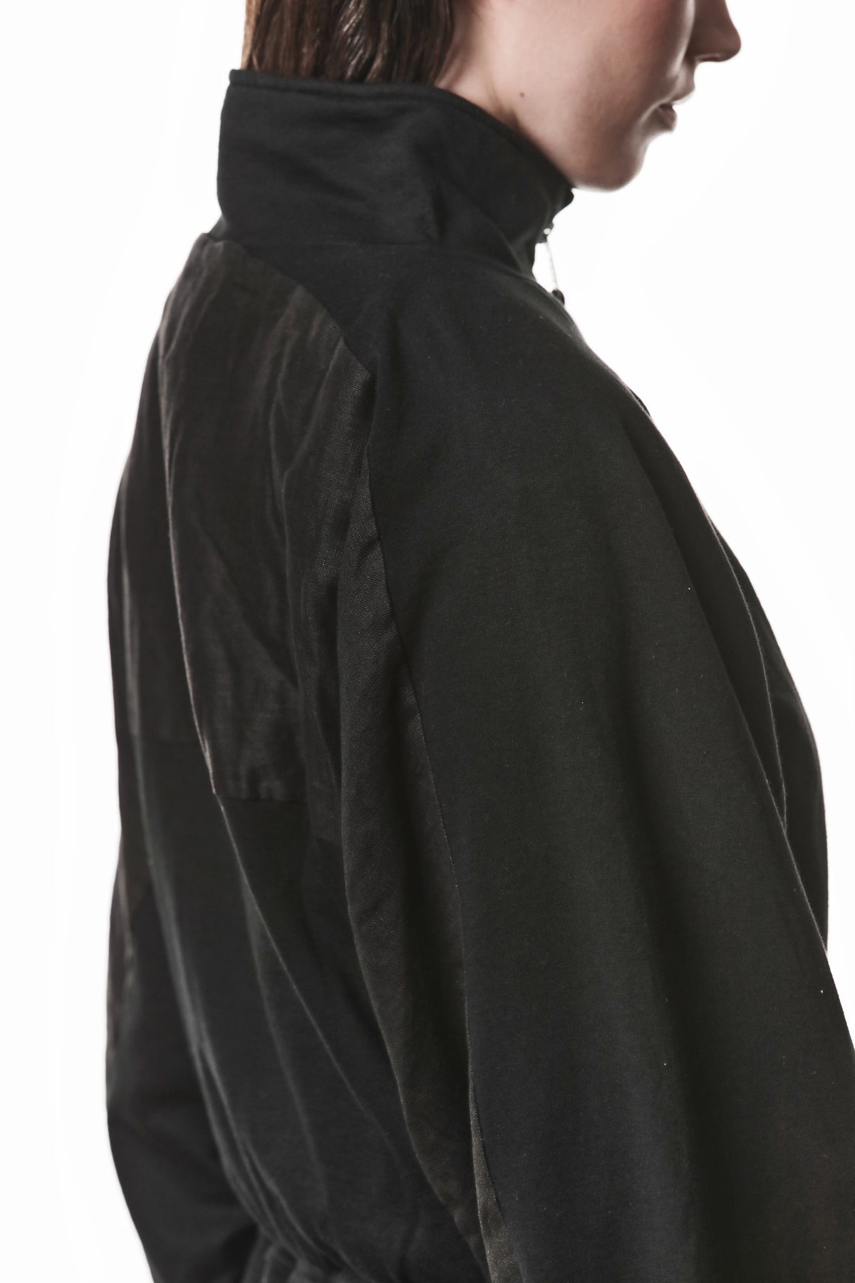 BLACK MATMIX SWEAT JACKET