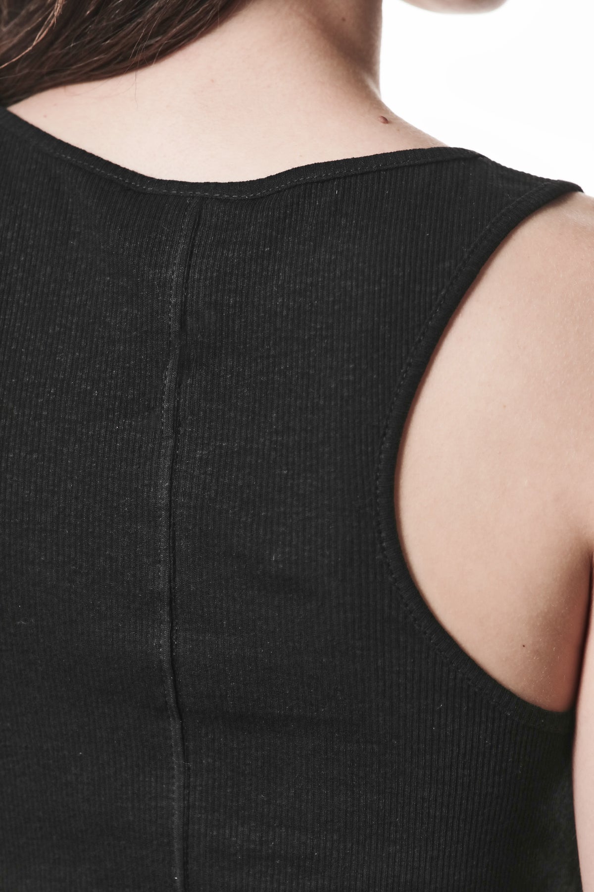 BLACK LONG RIB TANK TOP