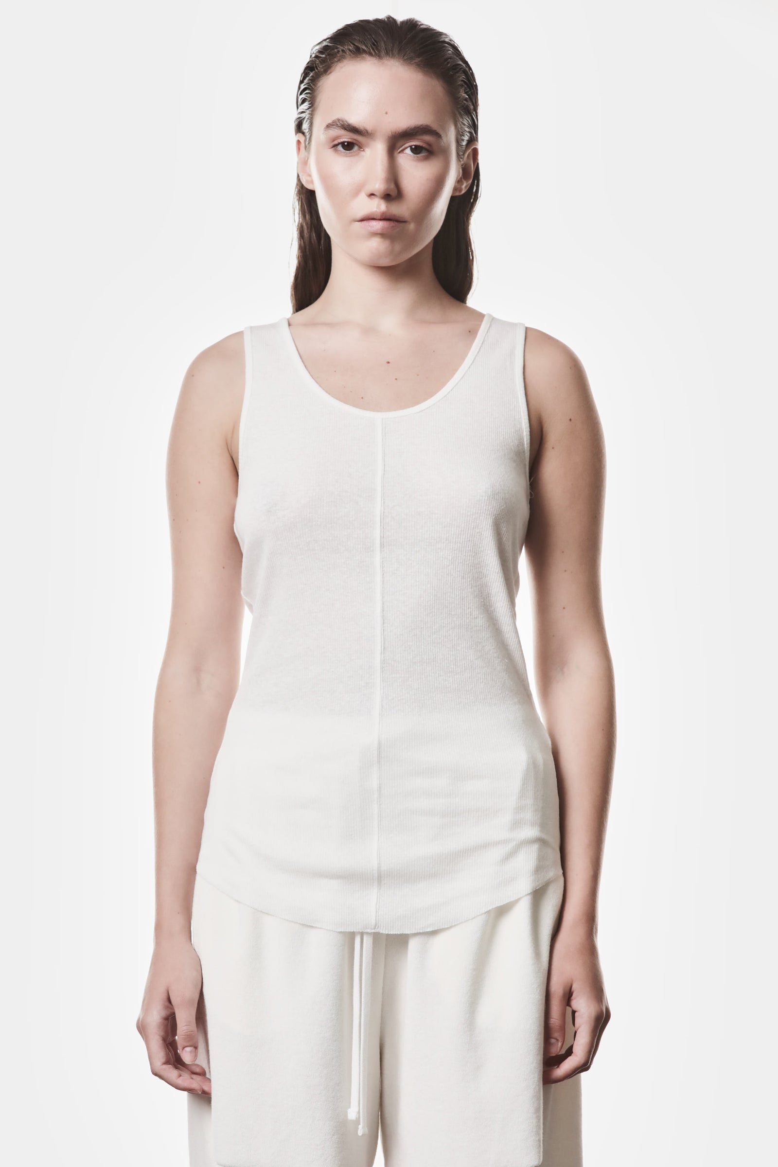 OFF WHITE LONG RIB TANK TOP