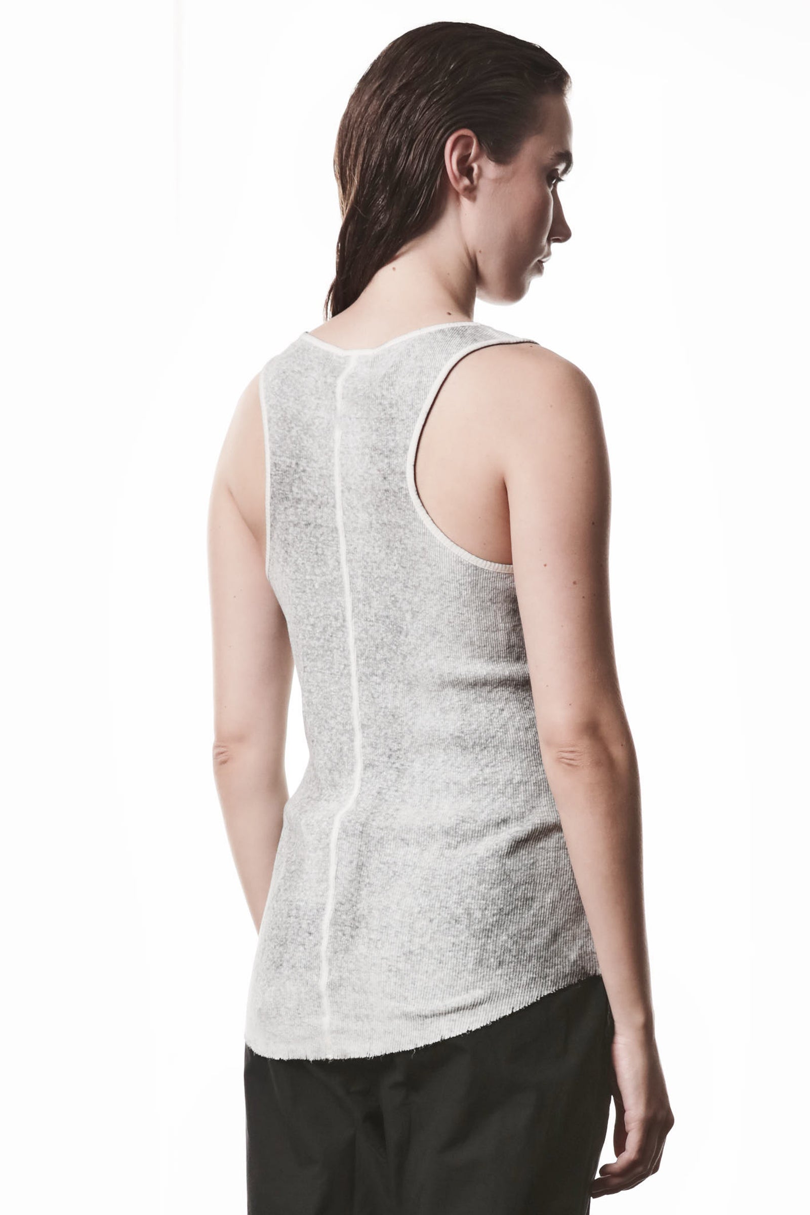 SPRAYED GREY LONG RIB TANK TOP