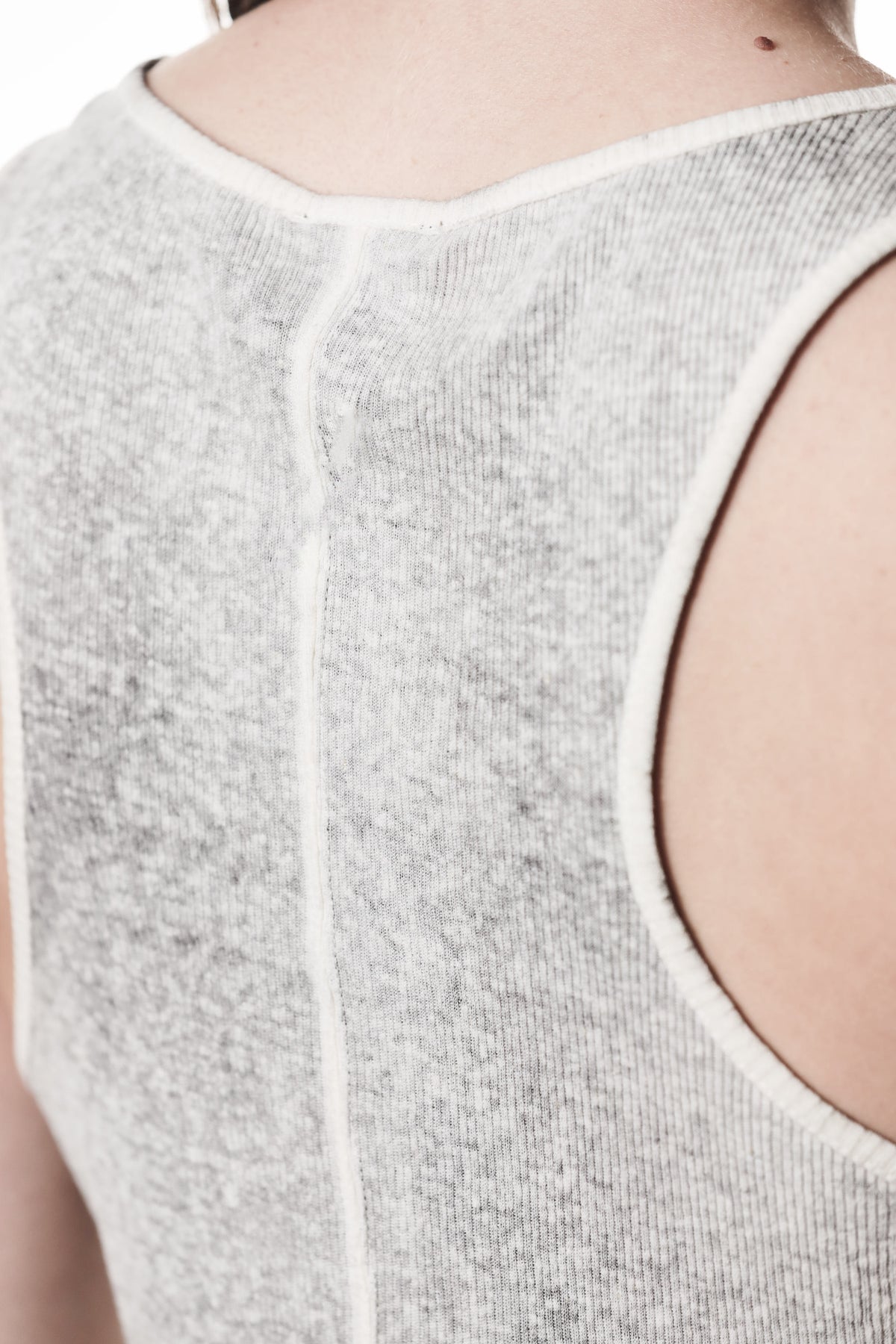 SPRAYED GREY LONG RIB TANK TOP