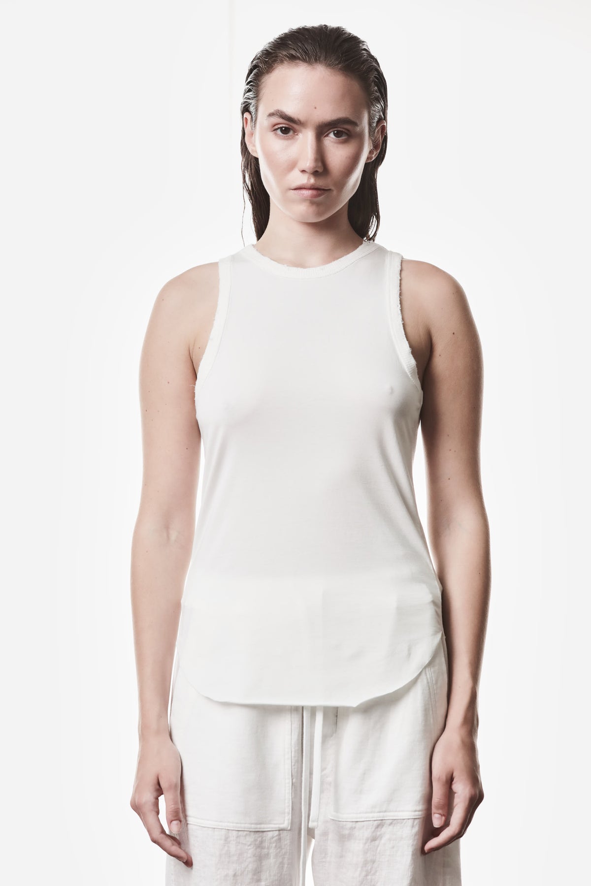 OFF WHITE DESTROYED TANK TOP