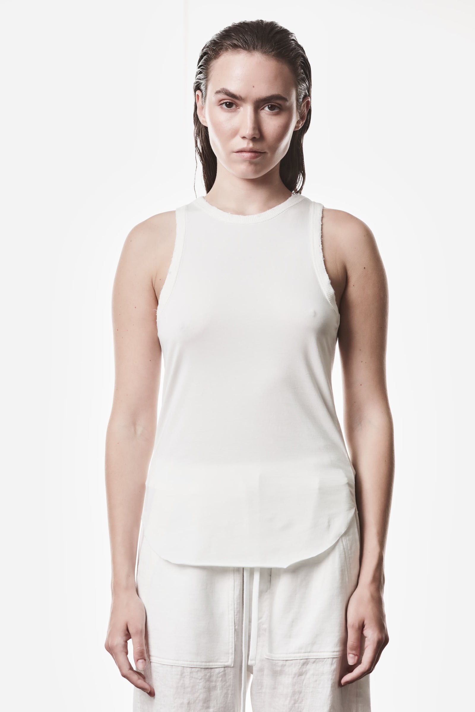 OFF WHITE DESTROYED TANK TOP