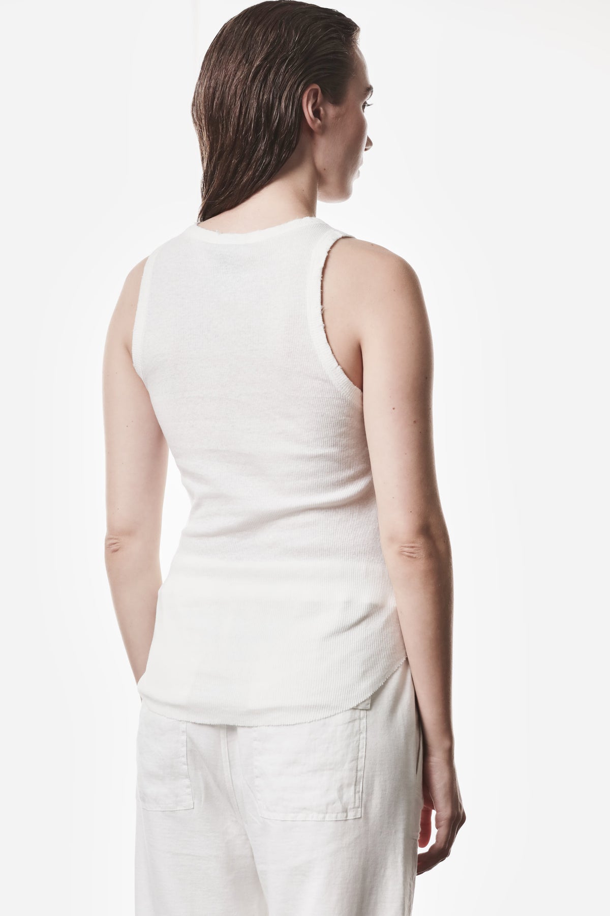 OFF WHITE DESTROYED TANK TOP