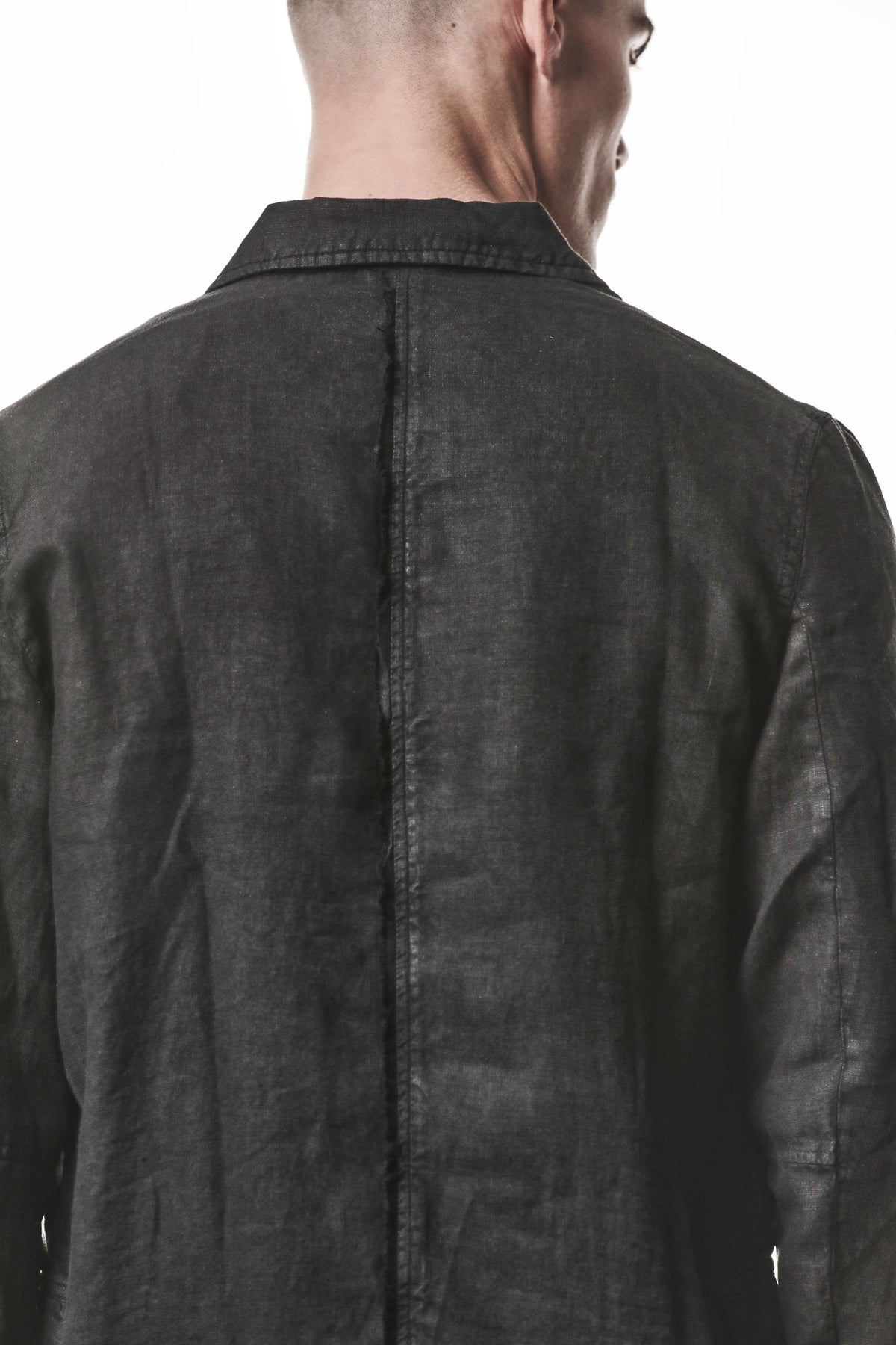BLACK COATED LINEN BLAZER