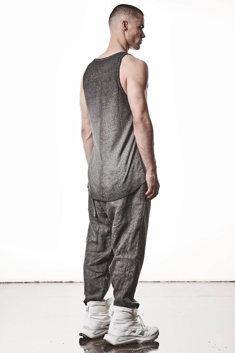 VEGETAL BLACK LINEN CROPPED LEG PANTS