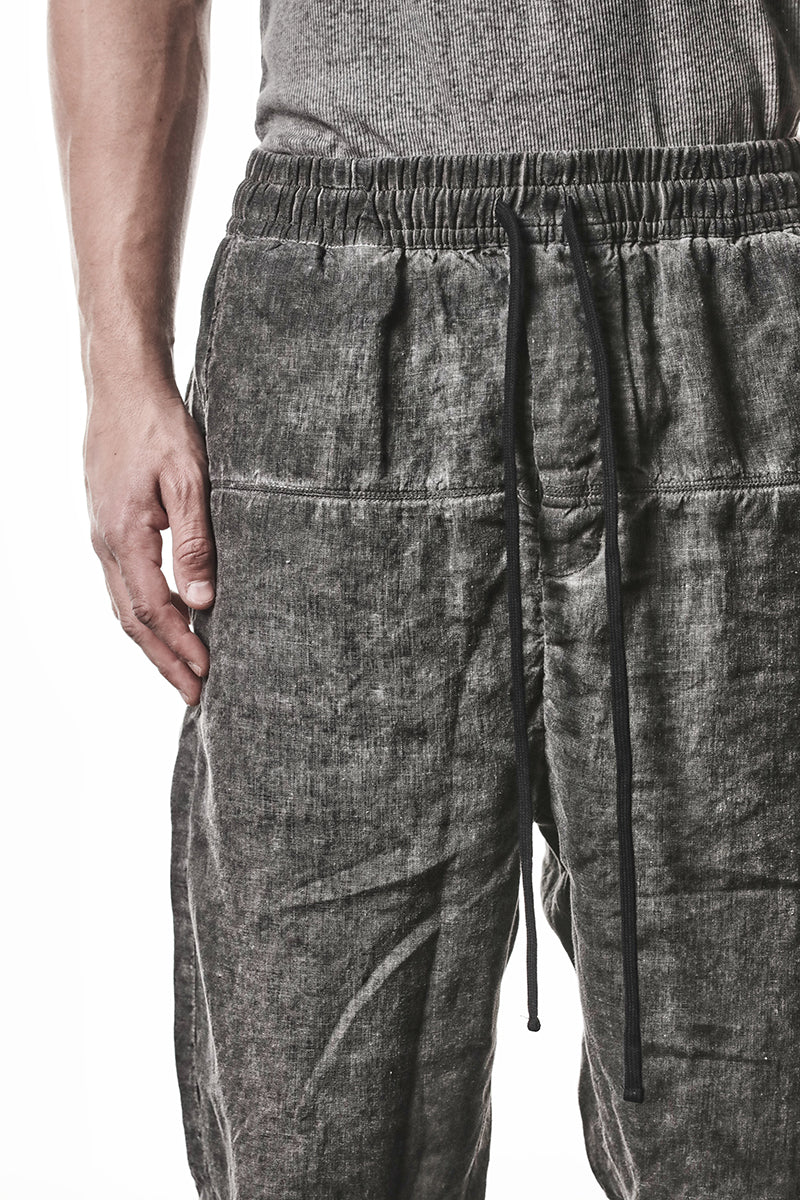 VEGETAL BLACK LINEN CROPPED LEG PANTS