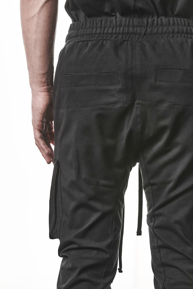 BLACK MATMIX CARGO TROUSERS