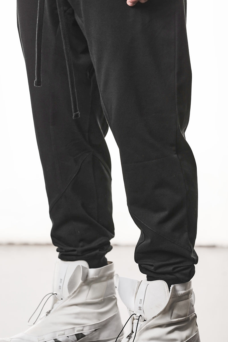 BLACK BASIC JERSEY TROUSERS