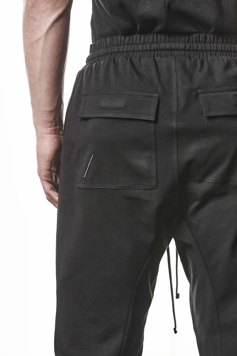 BLACK BASIC JERSEY TROUSERS