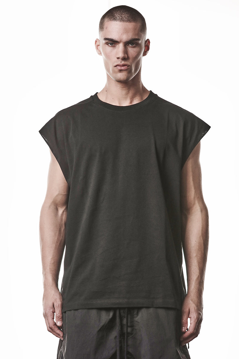 BLACK OVER SOFT LIGHT JERSEY TEE
