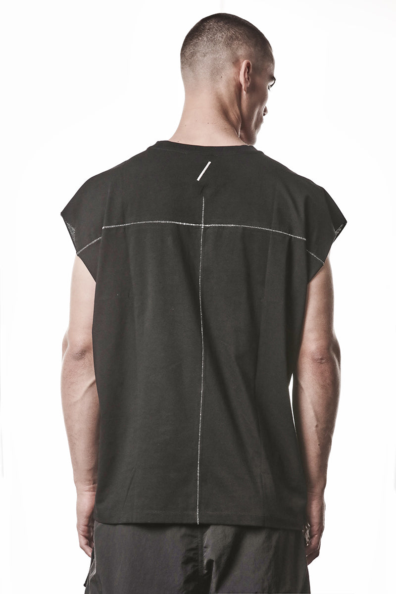BLACK OVER SOFT LIGHT JERSEY TEE