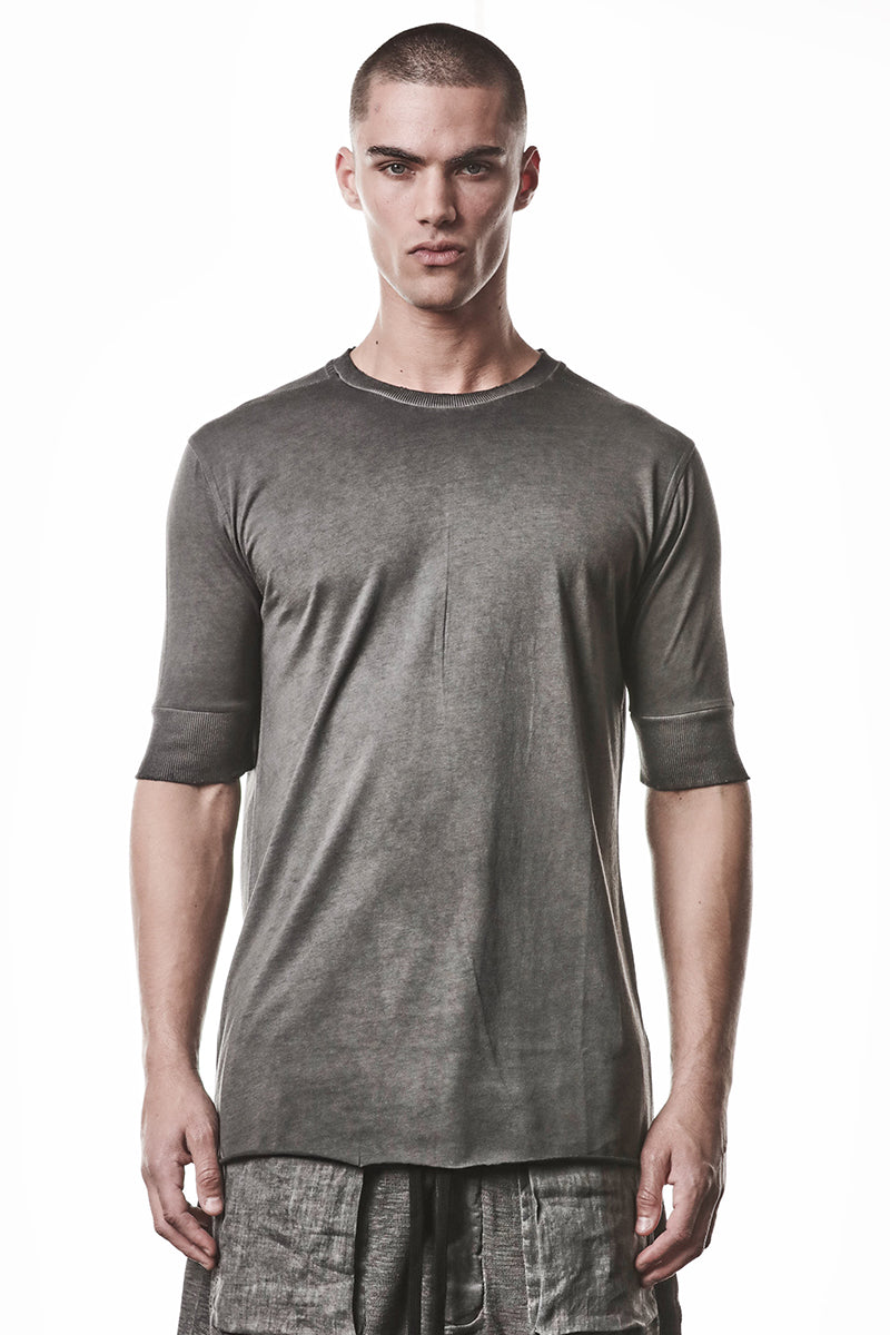 COLD DYED GREY RIB CUFFS TEE
