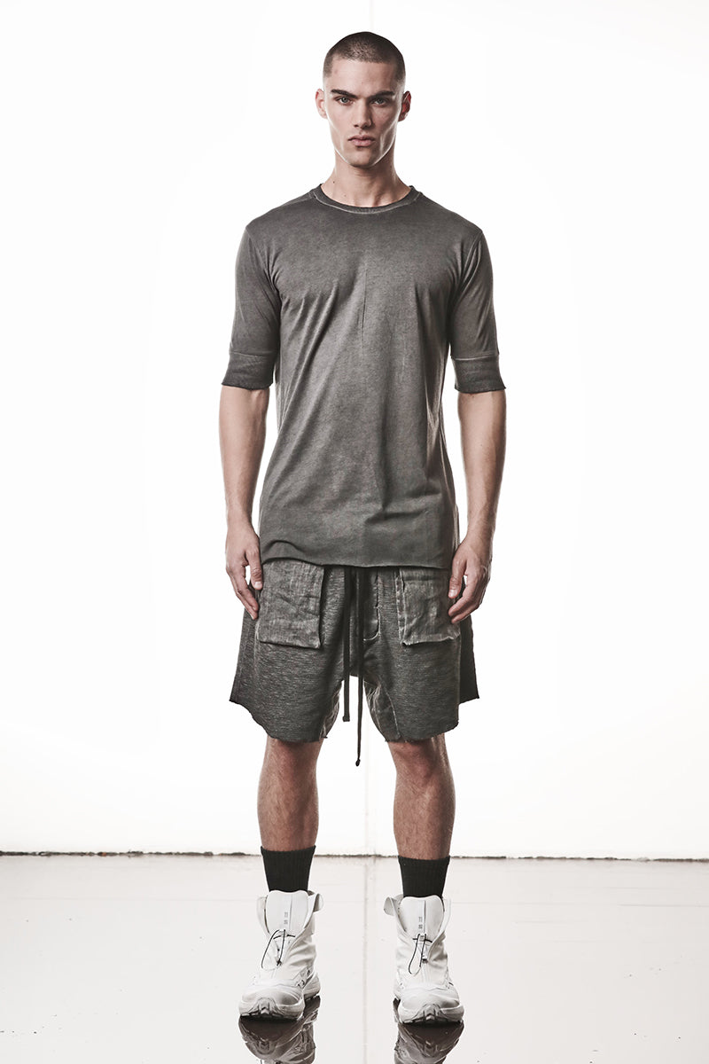 COLD DYED GREY RIB CUFFS TEE