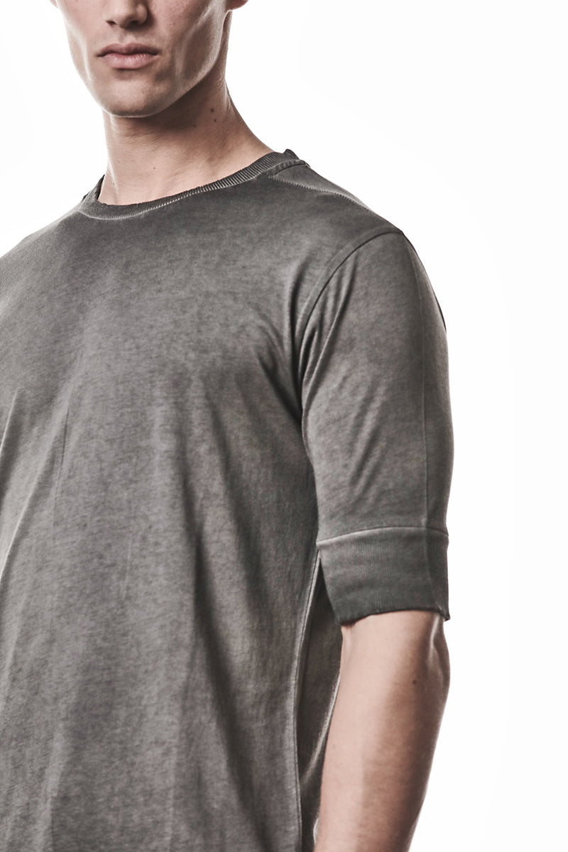 COLD DYED GREY RIB CUFFS TEE