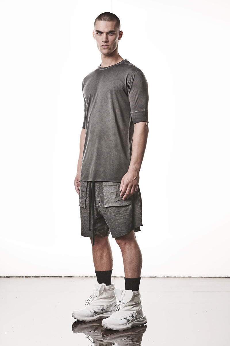 COLD DYED GREY RIB CUFFS TEE