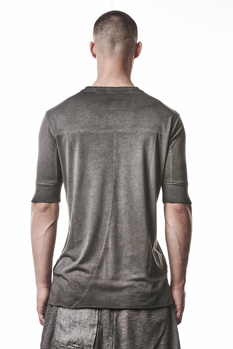 COLD DYED GREY RIB CUFFS TEE