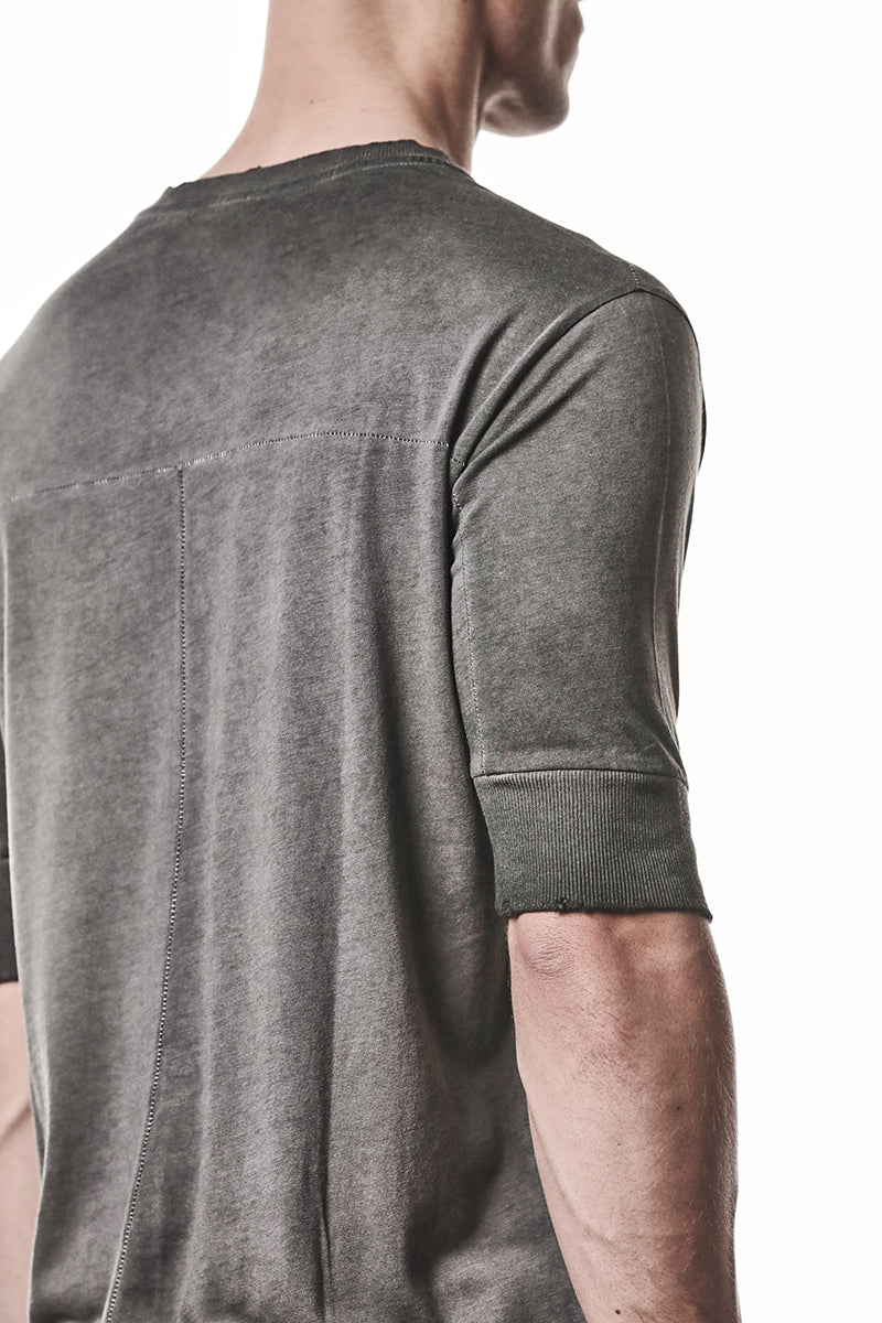 COLD DYED GREY RIB CUFFS TEE