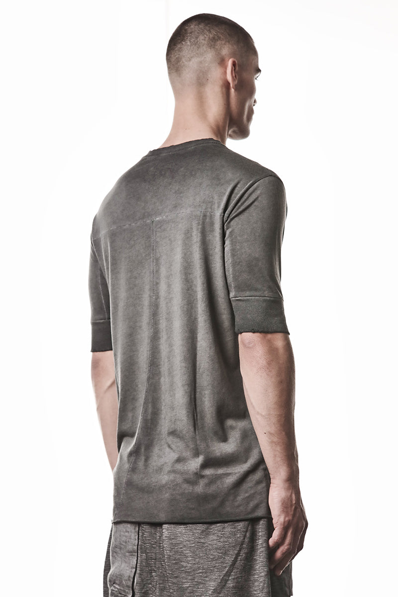 COLD DYED GREY RIB CUFFS TEE
