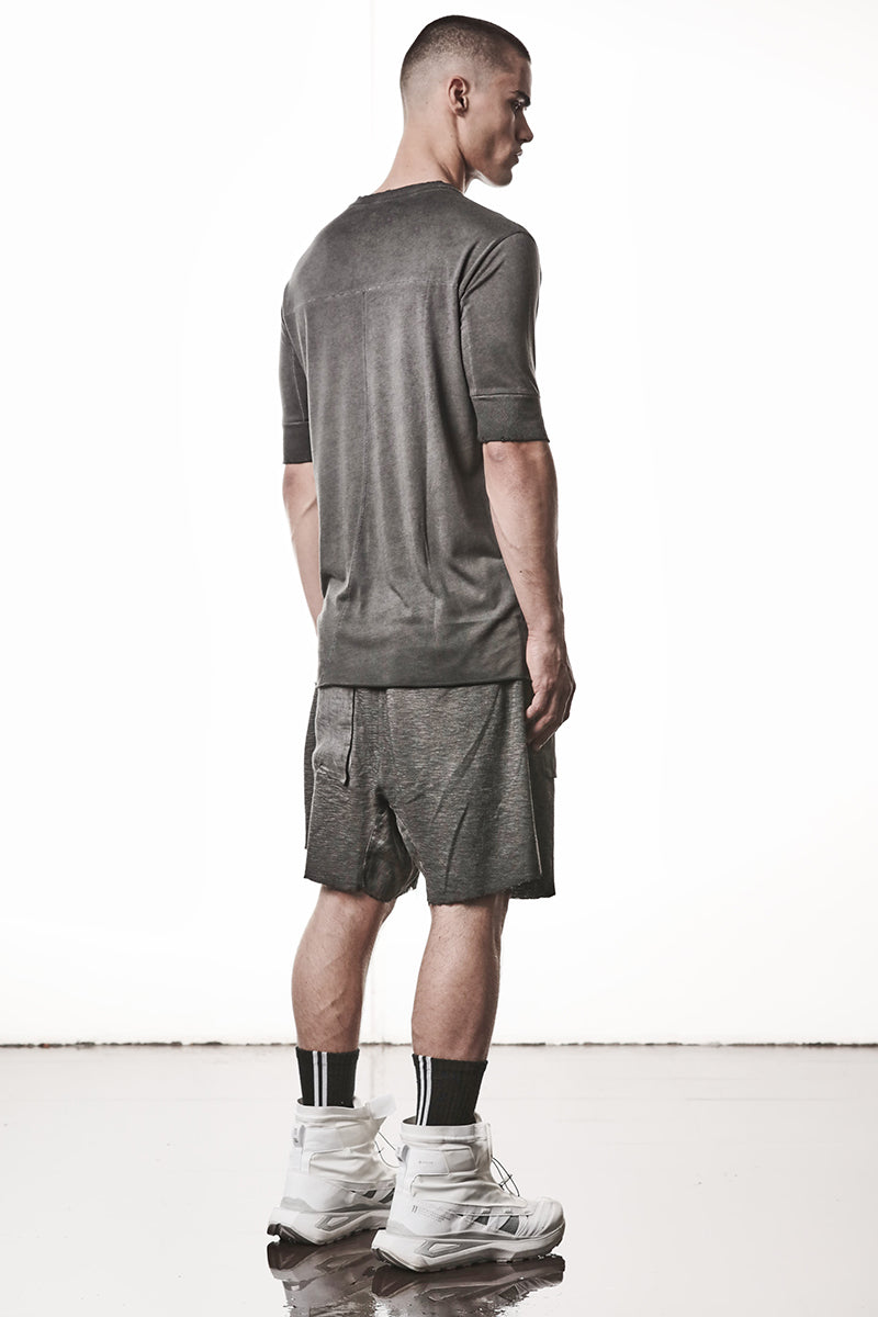 COLD DYED GREY RIB CUFFS TEE