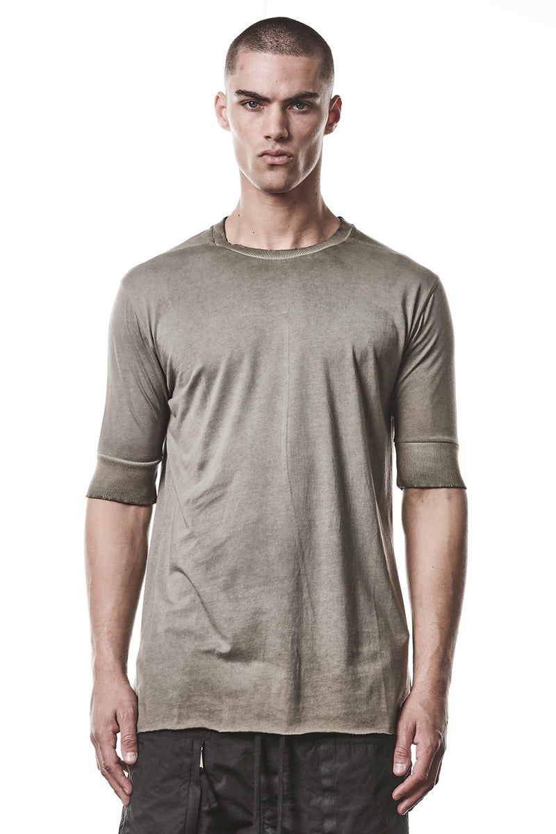 COLD DYED OLIVE RIB CUFFS TEE