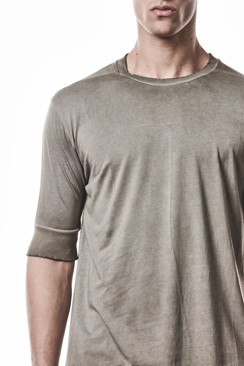 COLD DYED OLIVE RIB CUFFS TEE