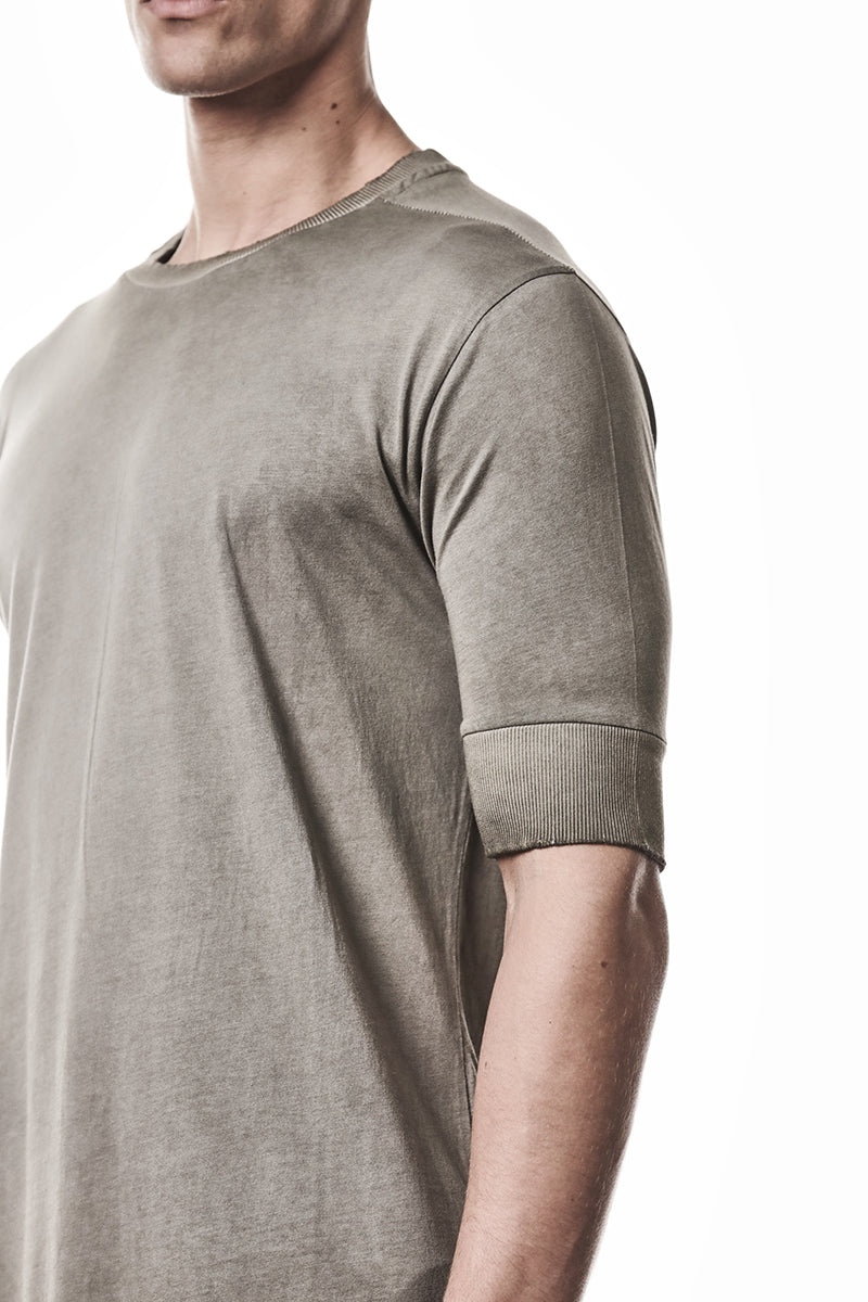 COLD DYED OLIVE RIB CUFFS TEE