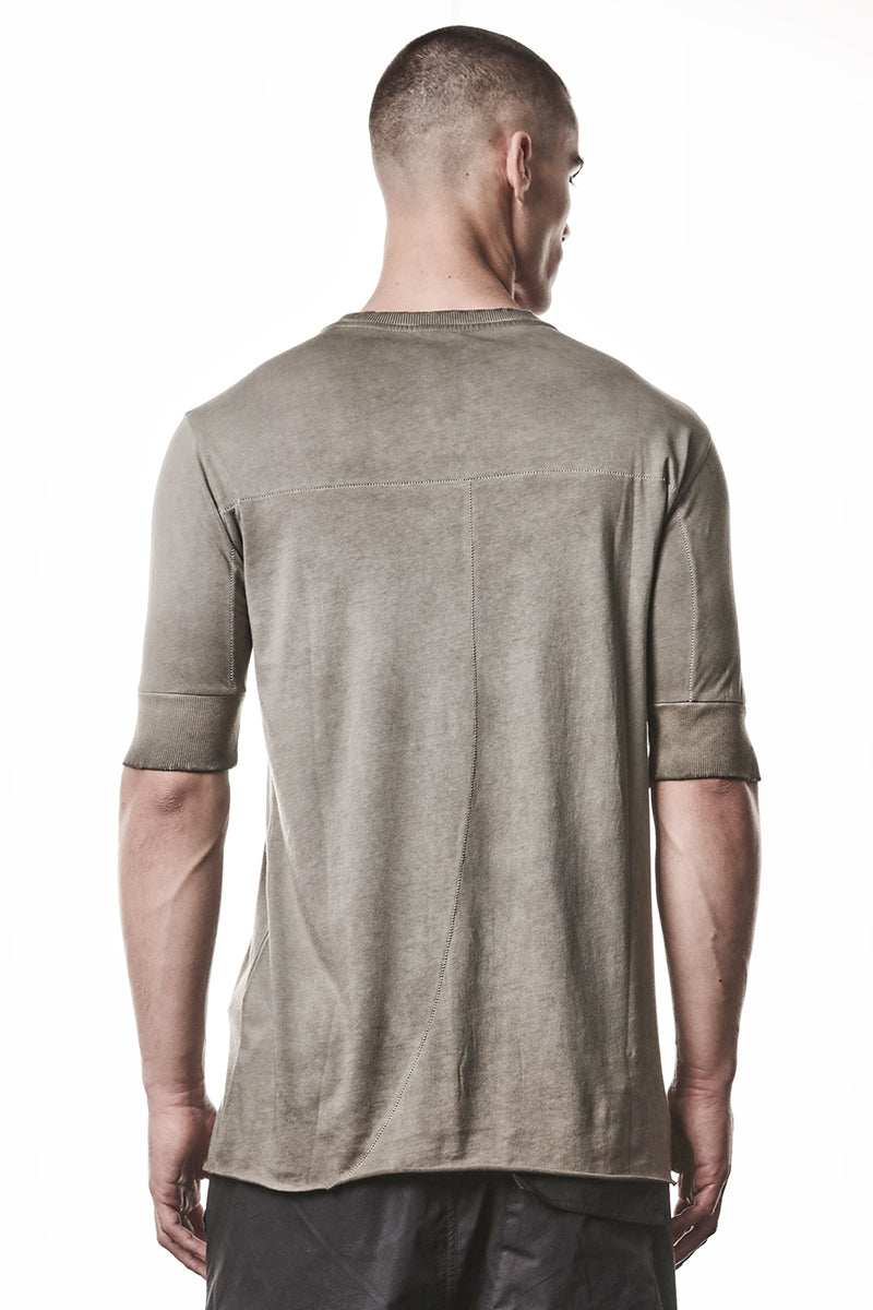 COLD DYED OLIVE RIB CUFFS TEE