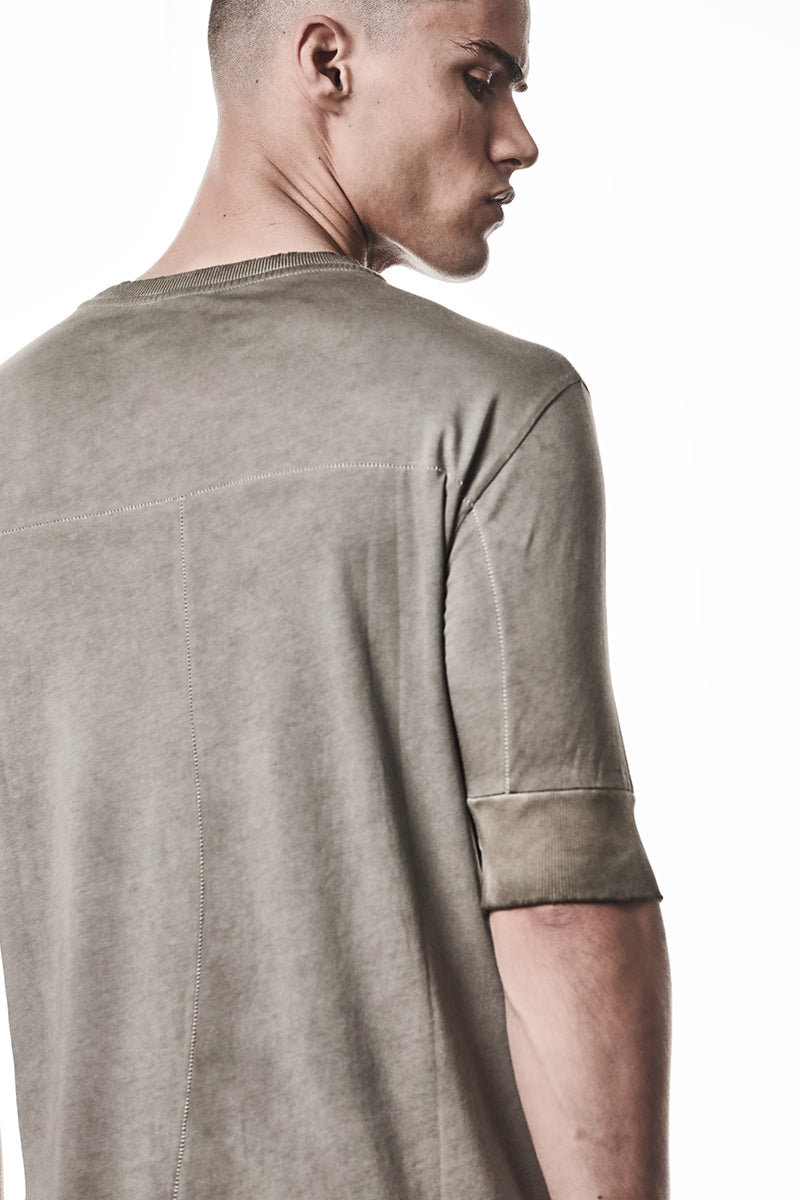 COLD DYED OLIVE RIB CUFFS TEE