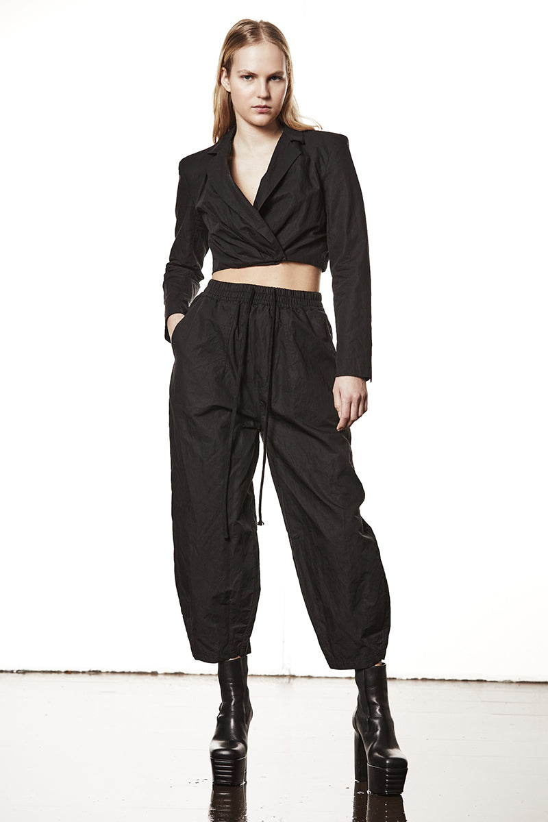 CROPPED BLAZER WITH METALLIC EFFECT