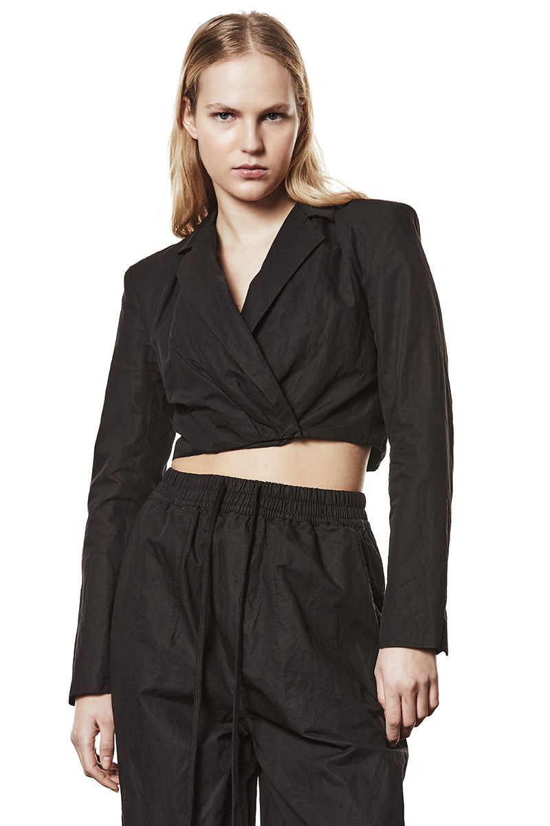 CROPPED BLAZER WITH METALLIC EFFECT