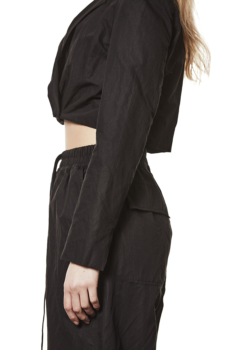 CROPPED BLAZER WITH METALLIC EFFECT