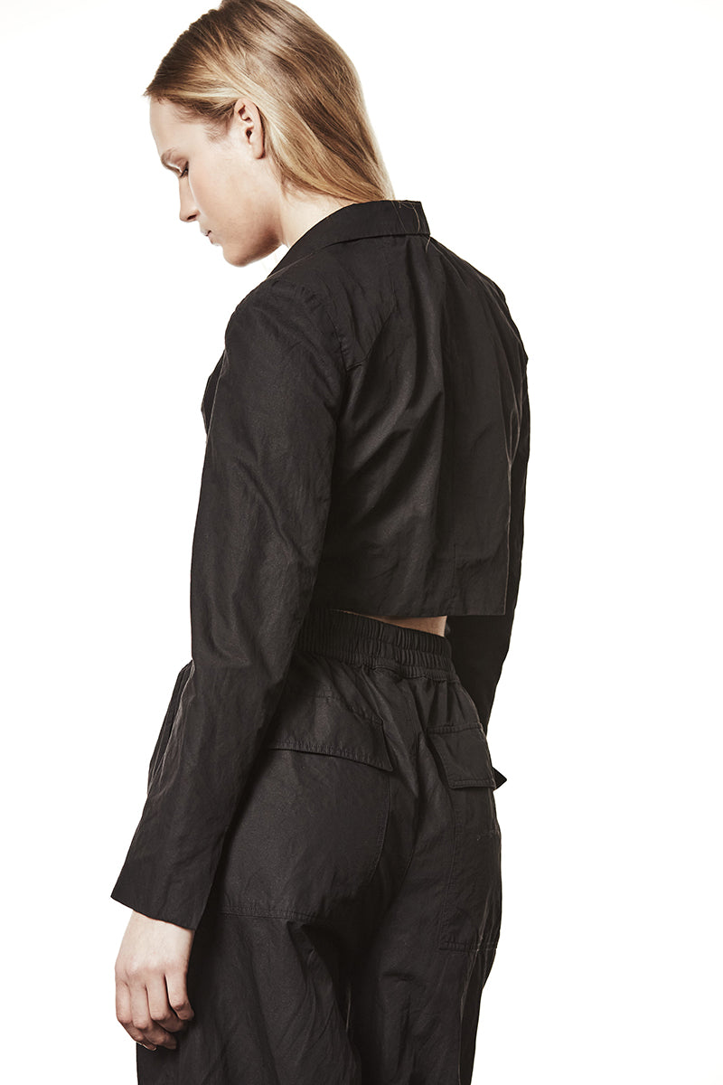 CROPPED BLAZER WITH METALLIC EFFECT