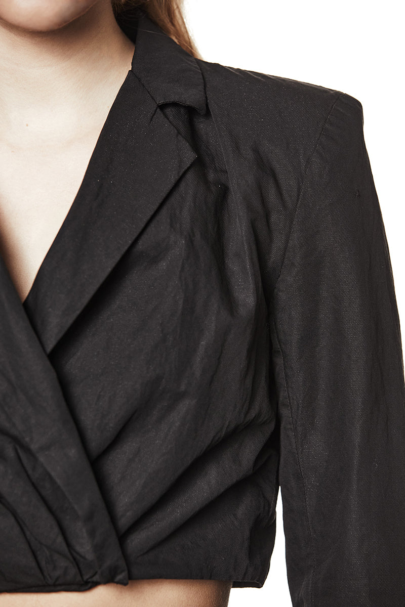 CROPPED BLAZER WITH METALLIC EFFECT