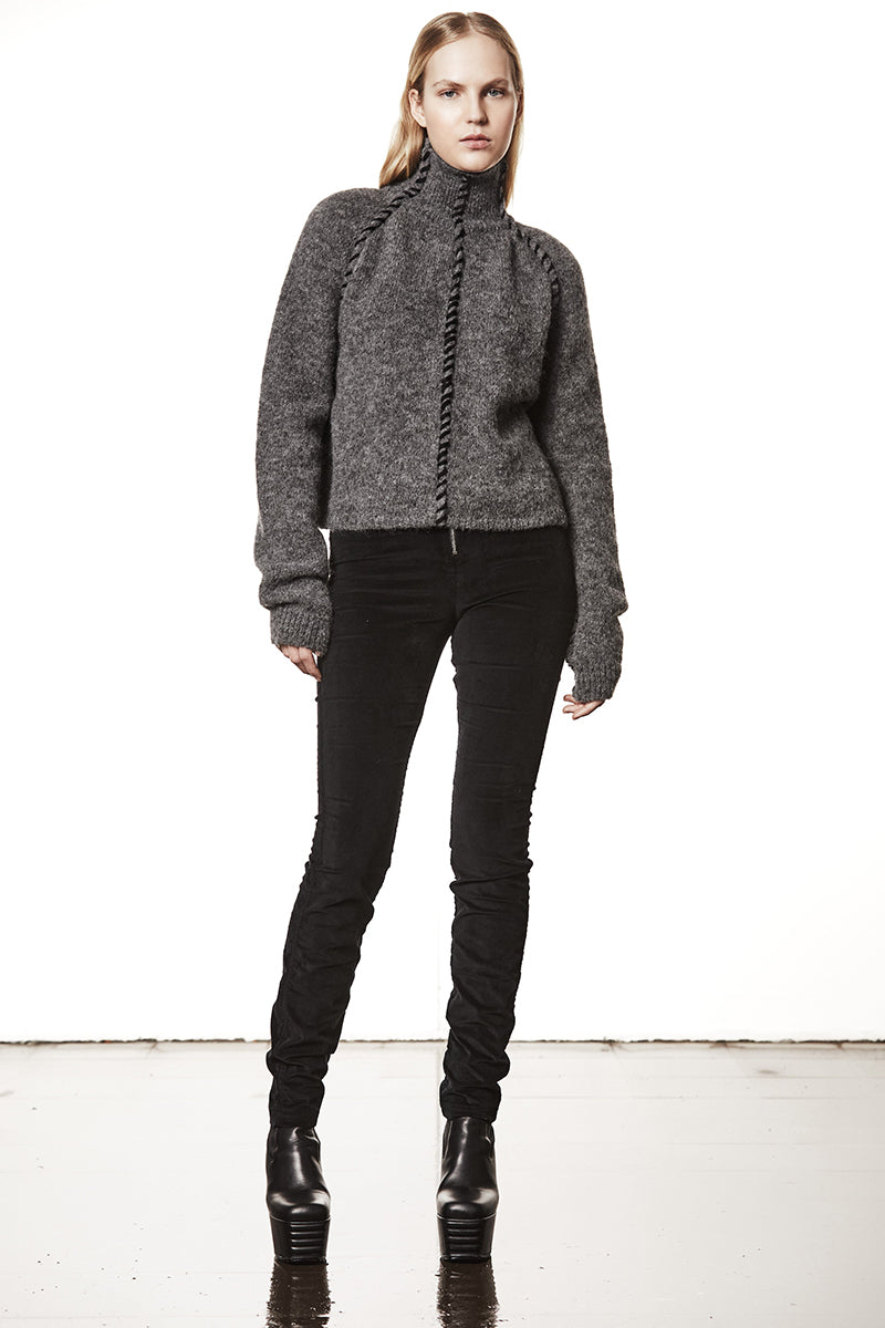 DARK GREY HIGH NECK ALPACA SWEATER