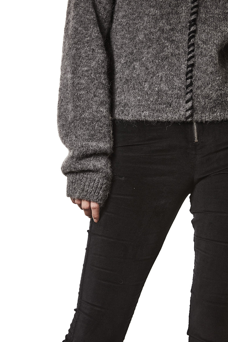 DARK GREY HIGH NECK ALPACA SWEATER