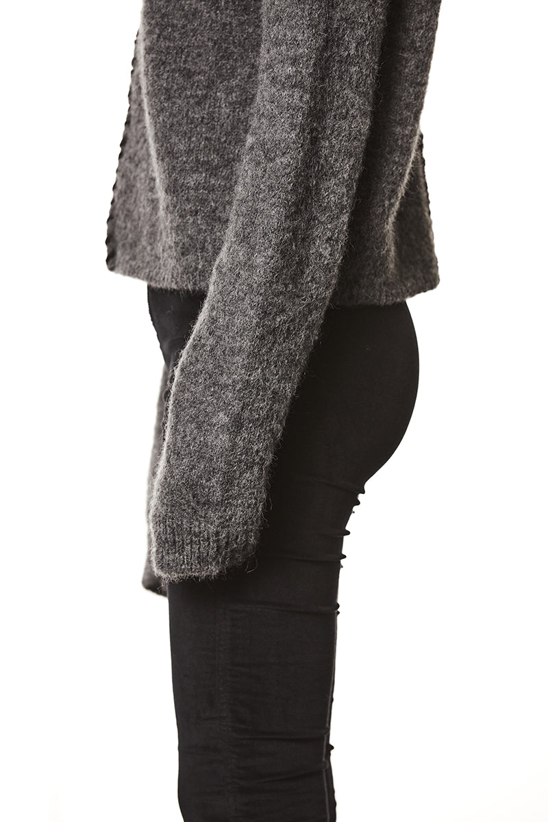DARK GREY HIGH NECK ALPACA SWEATER