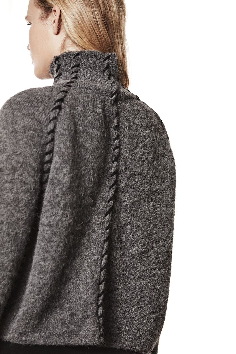 DARK GREY HIGH NECK ALPACA SWEATER