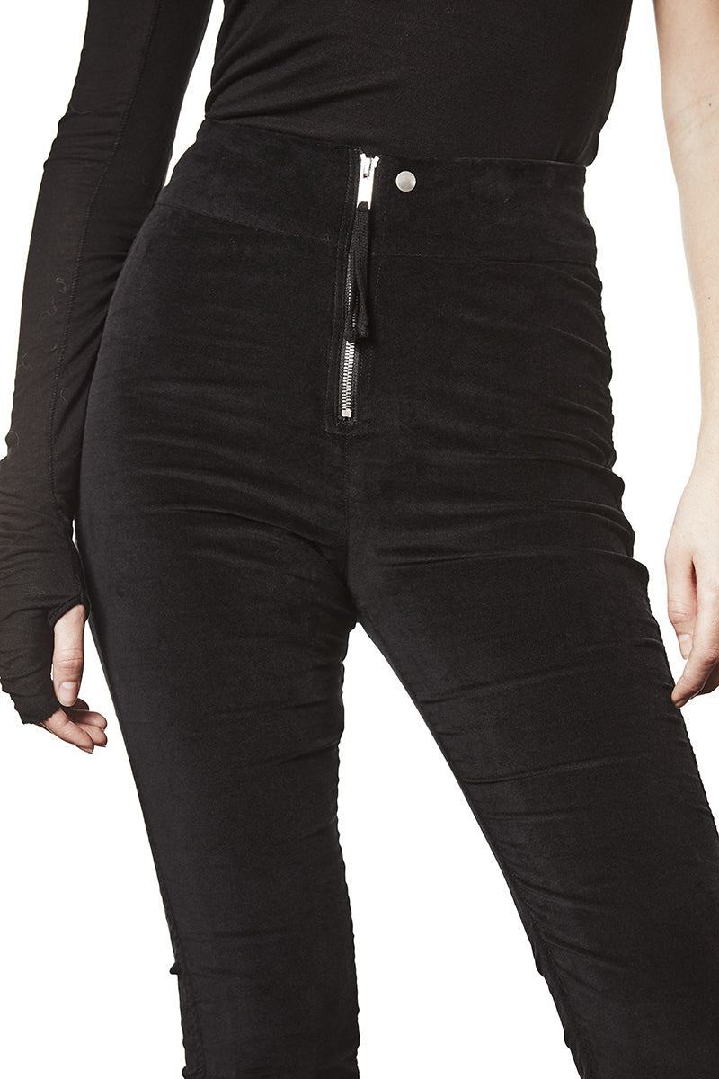 BLACK SOFT WASHED VELVET TROUSERS