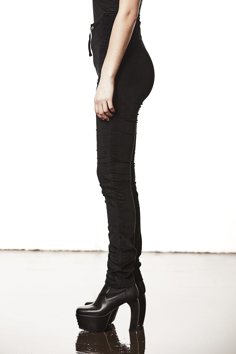 BLACK SOFT WASHED VELVET TROUSERS