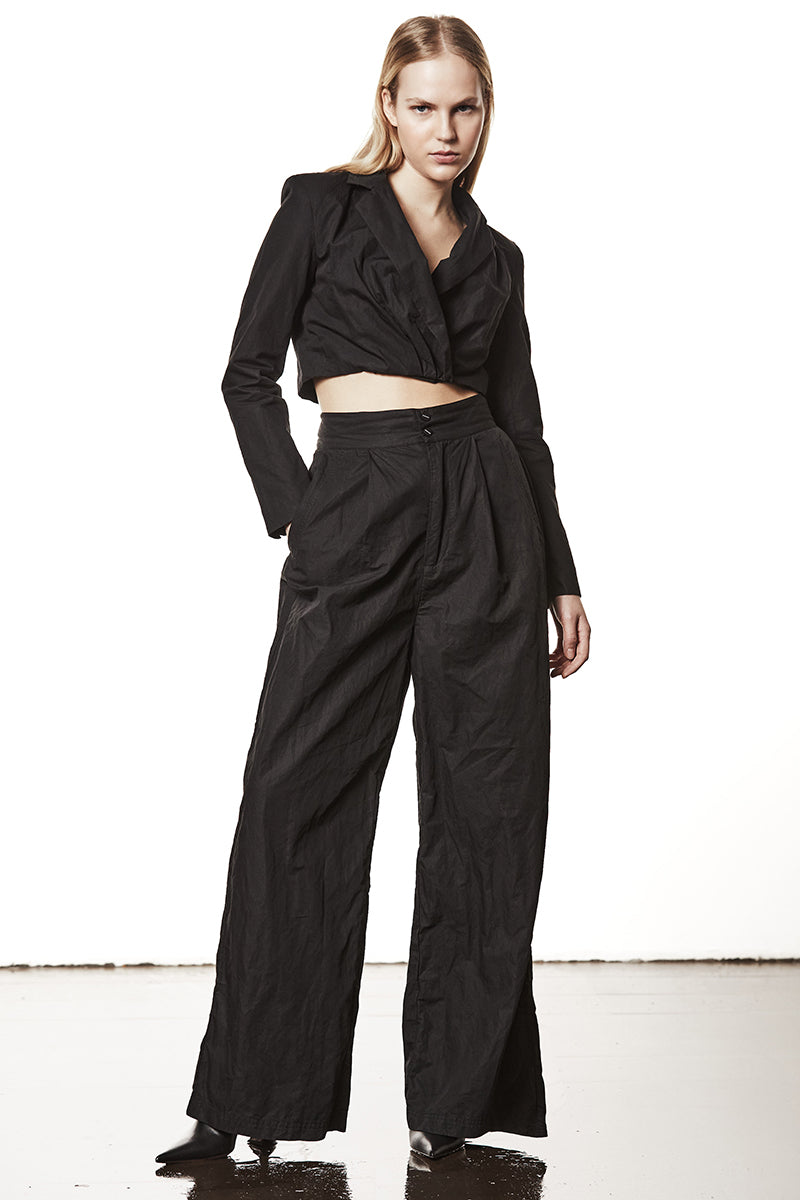 WOVEN WIDE-LEG TROUSERS