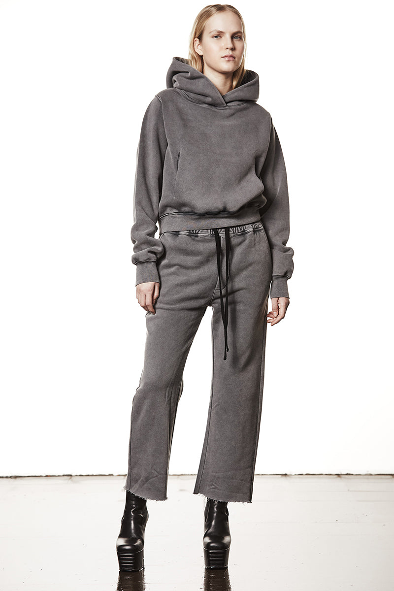 USED GREY HOODED SWEAT JACKET